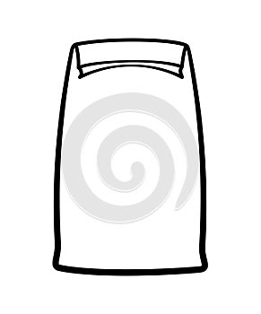 Outline style paper lunch bag isolated illustration on white background