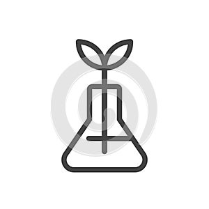 Outline style ui icons education and school class collection. Vector black linear illustration. Plant in lab beaker isolated on