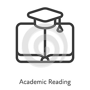 Outline style ui icons hard skill collection. Education and science. Vector black linear icon illustration. Academic reading book