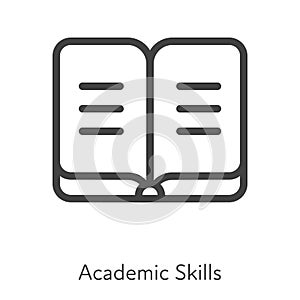 Outline style ui icons hard skill collection. Education and science. Vector black linear icon illustration. Academic skills open