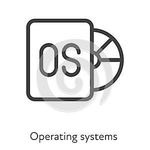 Outline style ui icons hard skill collection. Technology and business. Vector black linear icon illustration. Computer disk with