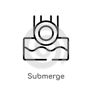 outline submerge vector icon. isolated black simple line element illustration from science concept. editable vector stroke