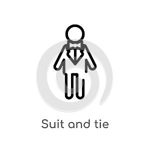 outline suit and tie vector icon. isolated black simple line element illustration from party concept. editable vector stroke suit