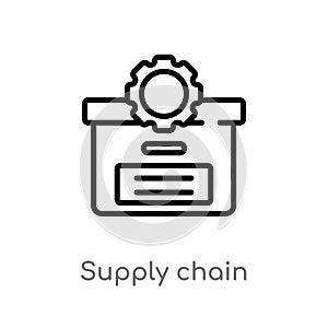 outline supply chain vector icon. isolated black simple line element illustration from delivery and logistics concept. editable