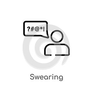 outline swearing vector icon. isolated black simple line element illustration from communications concept. editable vector stroke