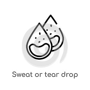 outline sweat or tear drop vector icon. isolated black simple line element illustration from human body parts concept. editable