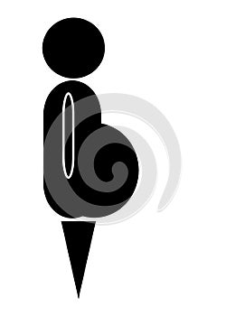 An outline symbol shape of a pregnant woman white backdrop as used on signs signage in public places