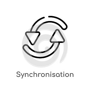 outline synchronisation vector icon. isolated black simple line element illustration from user interface concept. editable vector