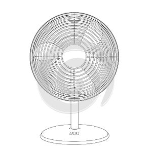 Outline of a tabletop cooling rotator from black lines isolated on a white background. Front view. Vector illustration