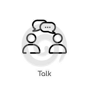 outline talk vector icon. isolated black simple line element illustration from communications concept. editable vector stroke talk photo