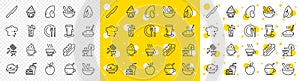 Outline Teacup, Peanut and Food delivery line icons. For web app. Vector