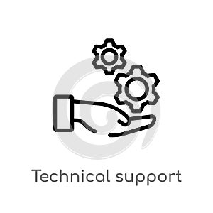 outline technical support vector icon. isolated black simple line element illustration from big data concept. editable vector