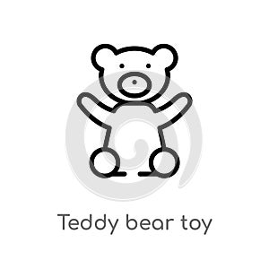 outline teddy bear toy vector icon. isolated black simple line element illustration from toys concept. editable vector stroke