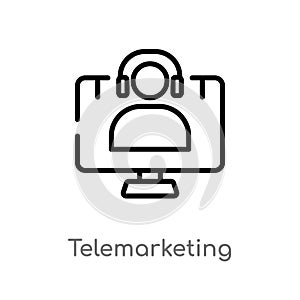 outline telemarketing vector icon. isolated black simple line element illustration from technology concept. editable vector stroke