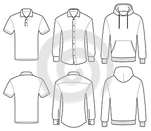 Outline template polo, shirt and hoody photo