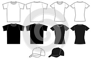Outline template shirt and cap