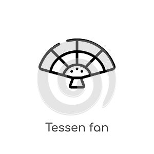 outline tessen fan vector icon. isolated black simple line element illustration from tools and utensils concept. editable vector