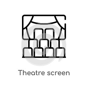 outline theatre screen vector icon. isolated black simple line element illustration from cinema concept. editable vector stroke