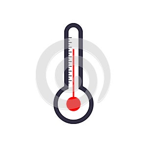 Outline thermometer icon. Red hot temperature symbol. Vector EPS 10 illustration