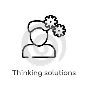 outline thinking solutions vector icon. isolated black simple line element illustration from miscellaneous concept. editable