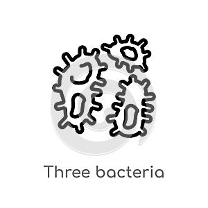 outline three bacteria vector icon. isolated black simple line element illustration from human body parts concept. editable vector