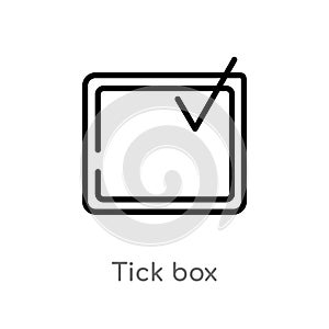 outline tick box vector icon. isolated black simple line element illustration from user interface concept. editable vector stroke