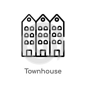 outline townhouse vector icon. isolated black simple line element illustration from buildings concept. editable vector stroke