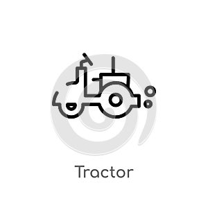 outline tractor vector icon. isolated black simple line element illustration from farming concept. editable vector stroke tractor
