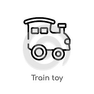 outline train toy vector icon. isolated black simple line element illustration from toys concept. editable vector stroke train toy