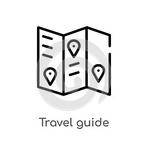 outline travel guide vector icon. isolated black simple line element illustration from summer concept. editable vector stroke