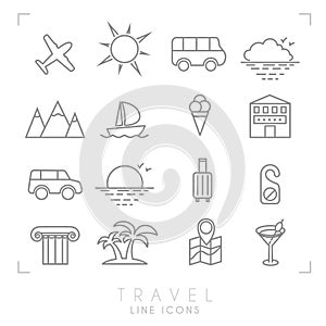 Outline travel line icons