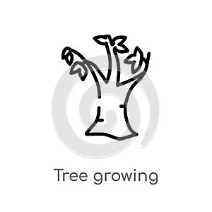 outline tree growing vector icon. isolated black simple line element illustration from nature concept. editable vector stroke tree