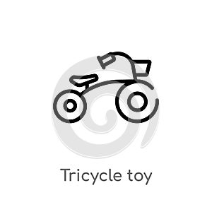 outline tricycle toy vector icon. isolated black simple line element illustration from toys concept. editable vector stroke