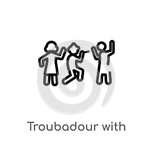 outline troubadour with kids vector icon. isolated black simple line element illustration from music concept. editable vector photo