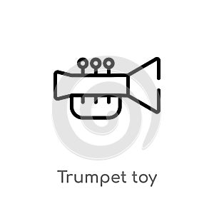 outline trumpet toy vector icon. isolated black simple line element illustration from toys concept. editable vector stroke trumpet