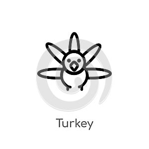 outline turkey vector icon. isolated black simple line element illustration from thanksgiving concept. editable vector stroke
