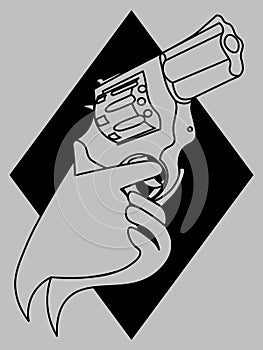 Outline two hands holding revolver