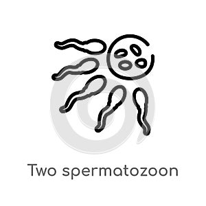 outline two spermatozoon vector icon. isolated black simple line element illustration from human body parts concept. editable