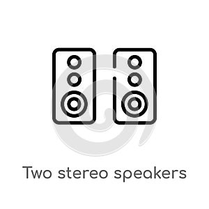 outline two stereo speakers vector icon. isolated black simple line element illustration from hardware concept. editable vector