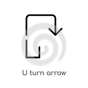 outline u turn arrow vector icon. isolated black simple line element illustration from arrows concept. editable vector stroke u