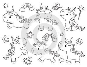 Outline Unicorn Vector for Coloring