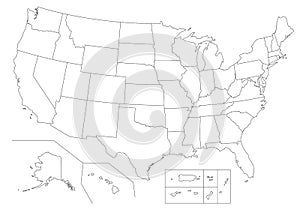 Outline United States Of America map. photo
