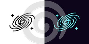 Outline universe icon, with editable stroke. Galaxy with stars, space universe pictogram. Black hole