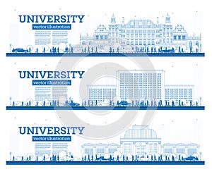 Outline University Campus Set. Study Banners