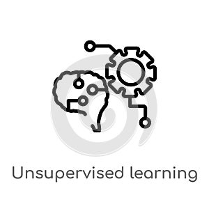 outline unsupervised learning vector icon. isolated black simple line element illustration from artificial intellegence concept. photo