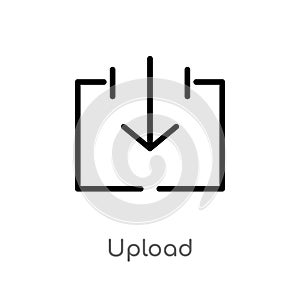 outline upload vector icon. isolated black simple line element illustration from arrows 2 concept. editable vector stroke upload