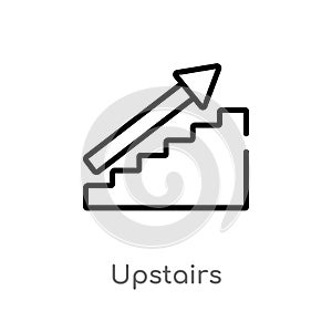 outline upstairs vector icon. isolated black simple line element illustration from signs concept. editable vector stroke upstairs