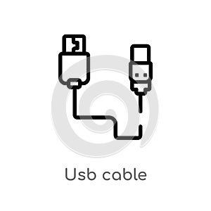 outline usb cable vector icon. isolated black simple line element illustration from electronic stuff fill concept. editable vector