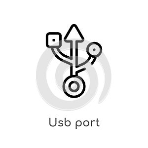 outline usb port vector icon. isolated black simple line element illustration from user interface concept. editable vector stroke