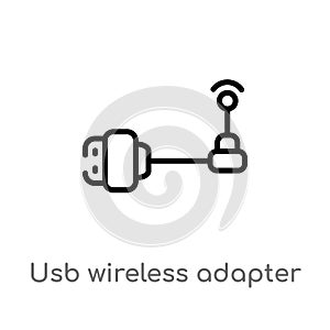 outline usb wireless adapter vector icon. isolated black simple line element illustration from electronic devices concept.